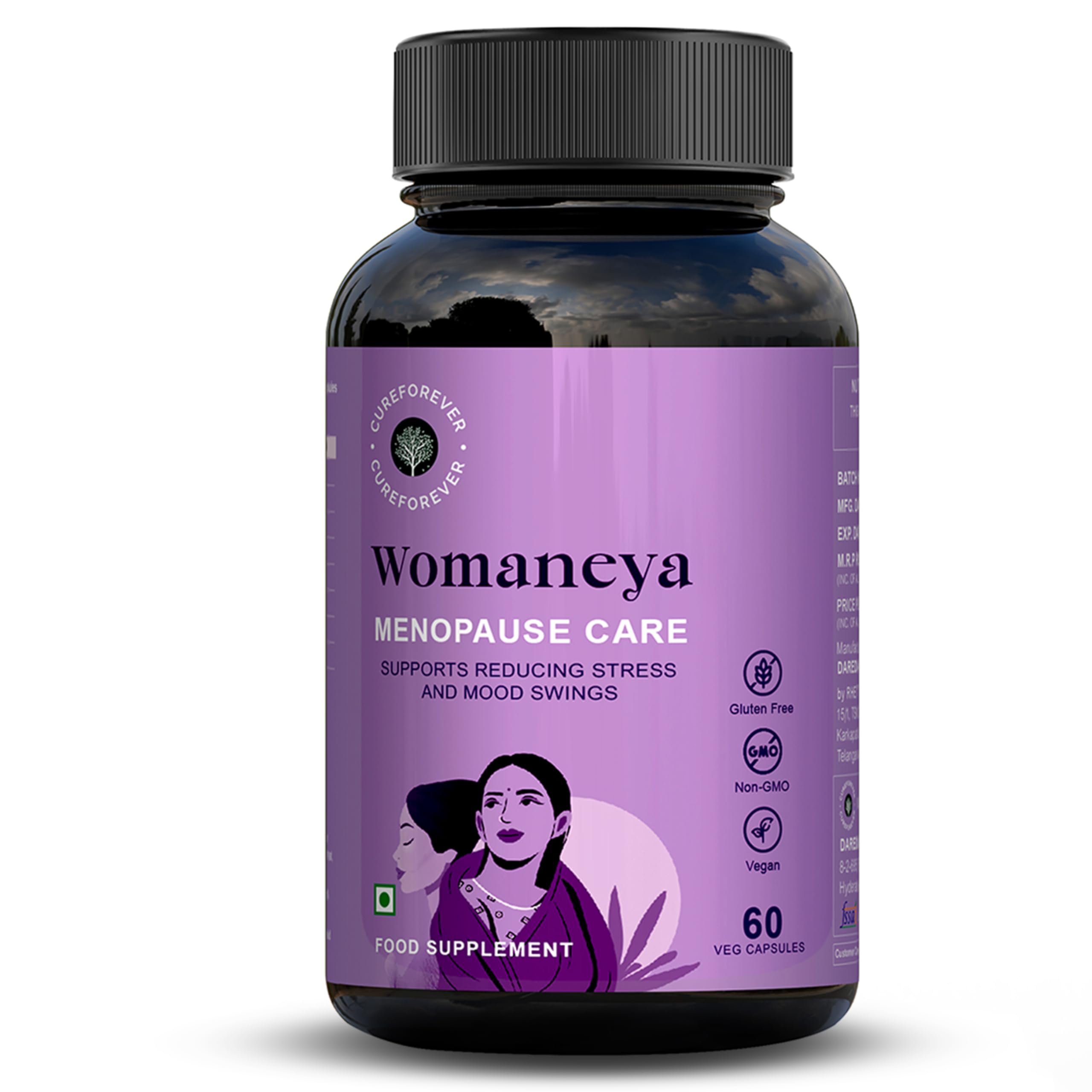 CUREFOREVER Womaneya Menopause Care Capsules | With Ashwagandha, Myo-Inositol & Black Cohosh for Hormonal Balance & Mood Support | 60 Veg Capsules-image-13