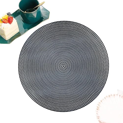 Miniatura 6 de Juego de 4 manteles individuales redondos dorados para cocina, antideslizantes, lavables, para decoración de mesa del hogar (dorado) Negro,Dorado