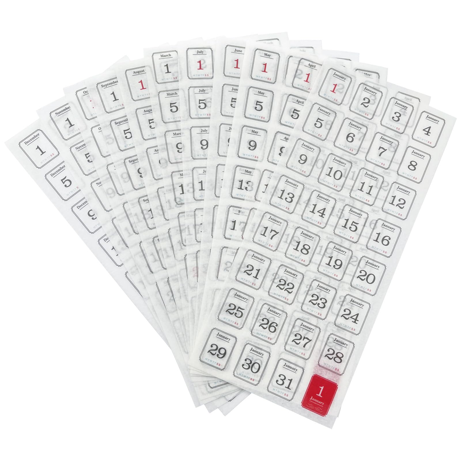 24 Pcs Monthly Calendar Stickers, Cute Calendar Labels, Date Planner Stickers for Scrapbooking, DIY Crafts, Journal Accessories