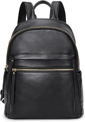 Kattee Genuine Leather Backpack Purse for Women, Medium Soft Daypack