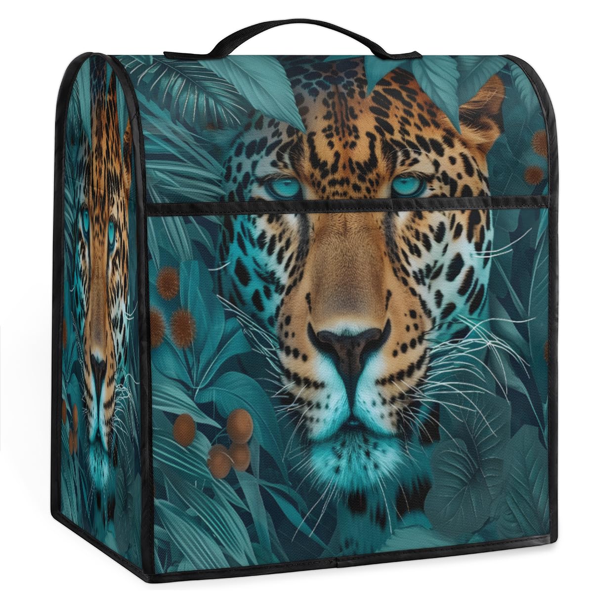 Coffee Maker Cover Tropical Leaf Leopard Kitchen Appliance Covers Small Appliance Covers Blender Cover Juicer Cover Dust Covers for Kitchen Appliances with Top Handle and Pockets,Washable,C821