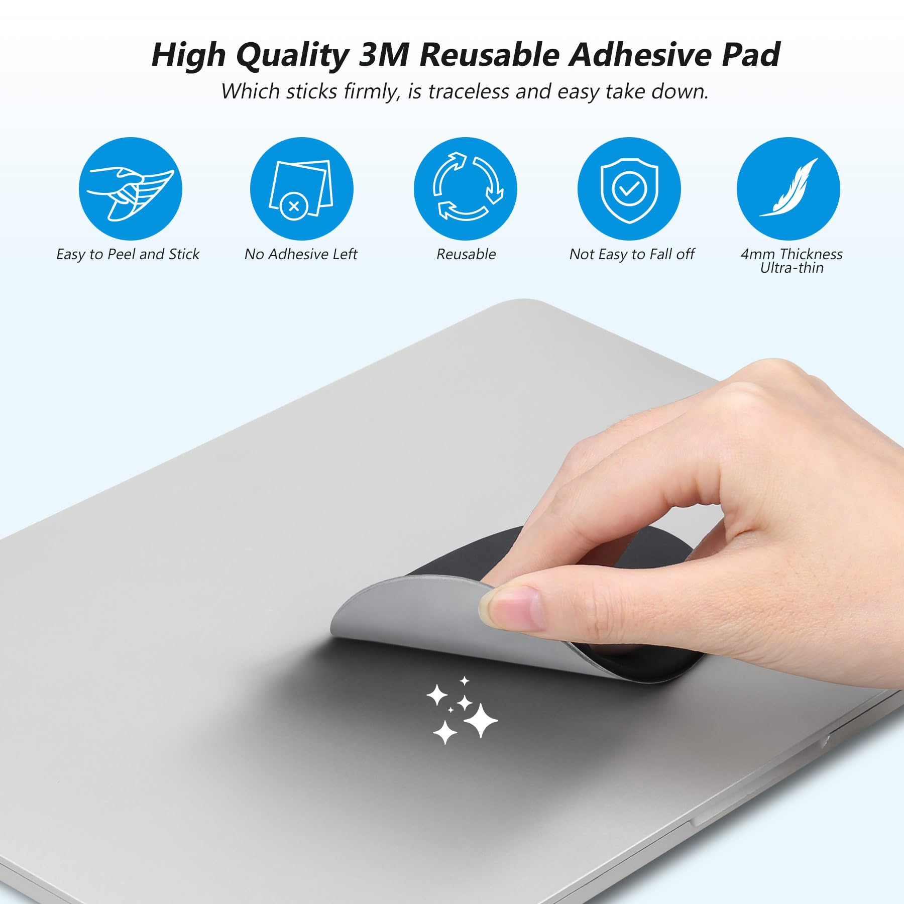 Lacdo Étui à Souris Autocollant Universel pour Magic Mouse 1 2, Noir