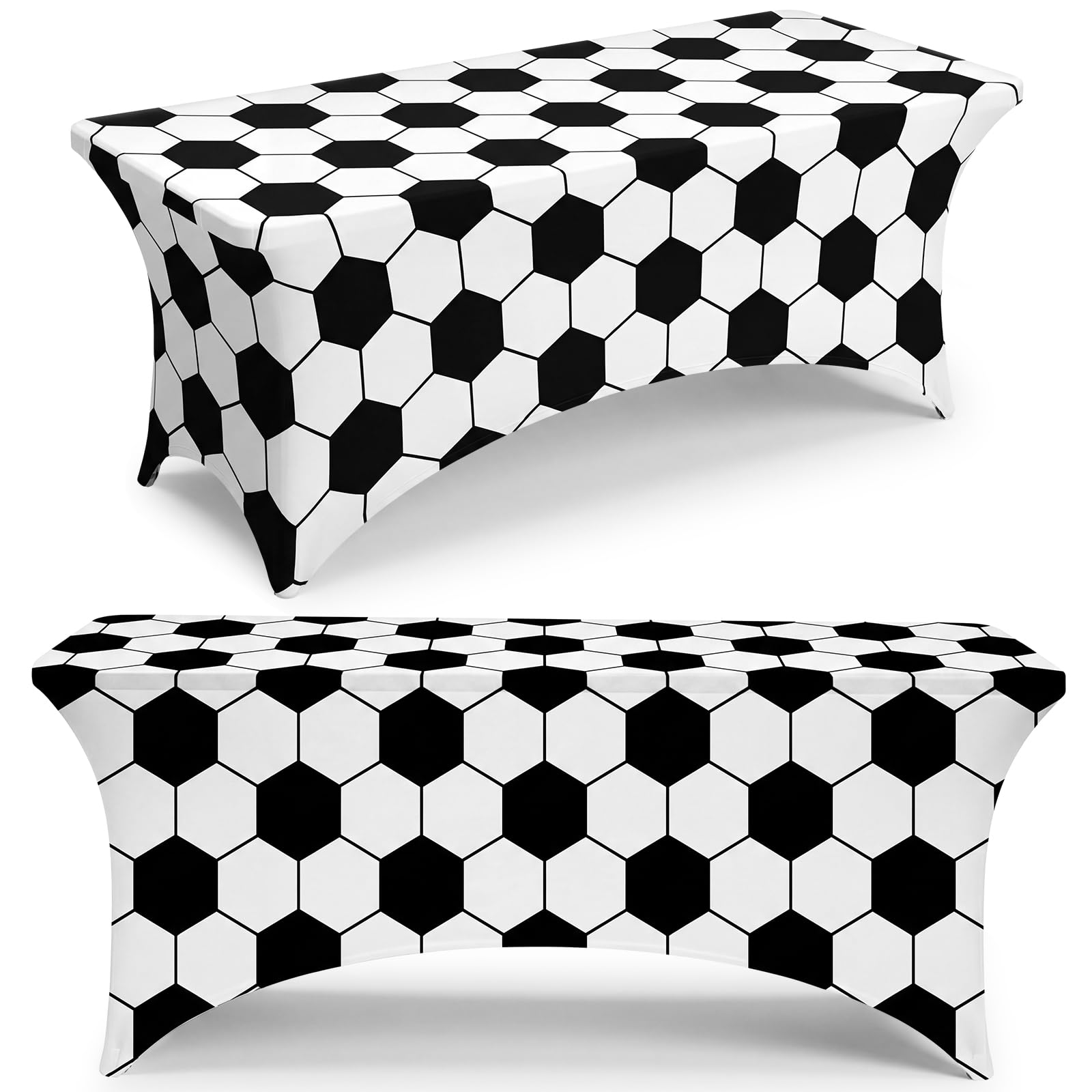 Moukeren Soccer Party Decoration Tablecloth 6 ft Soccer Stretch Table Cover