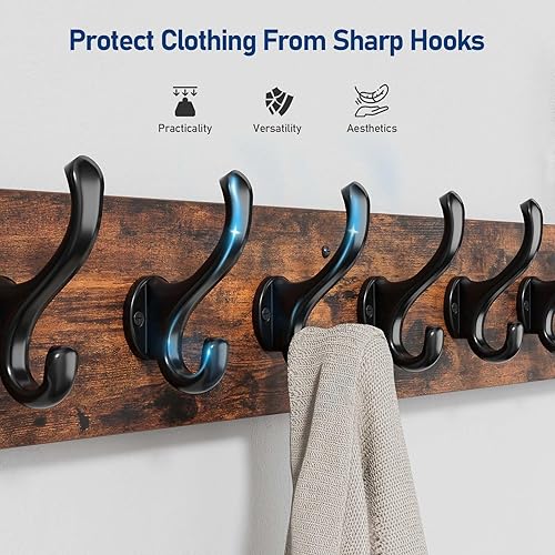 Miniatura 3 de Tatub Perchero rústico de 38.6 pulgadas con 10 ganchos, colgador grande de pared, ganchos organizadores de entrada de granja resistentes para