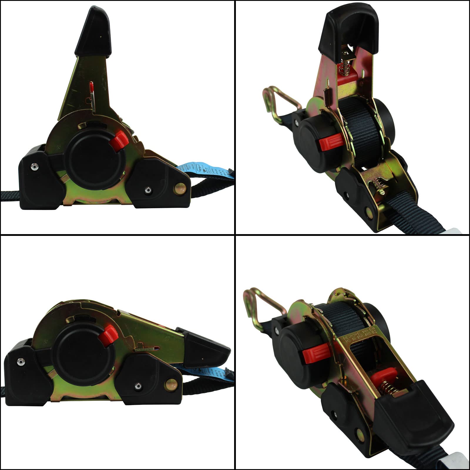 Automatik Spanngurt Zurrgurt 4 er Set Gurte 25mm 320/640 daN selbstaufrollend mit Spitzhaken (3 Meter)