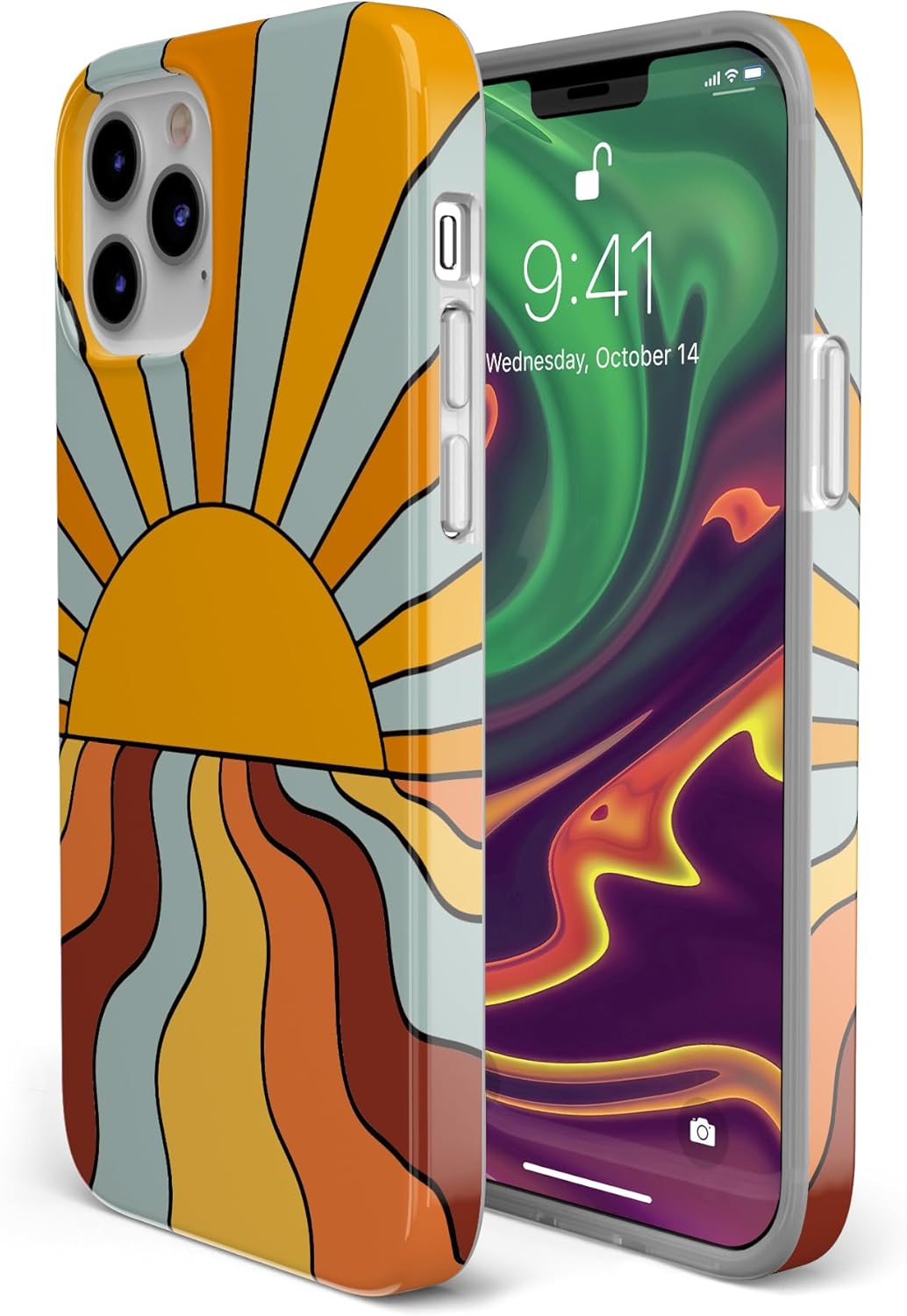 Casely iPhone 12 Pro Max Case | Shine On | Retro Sunset | Classic Ultra Slim Design