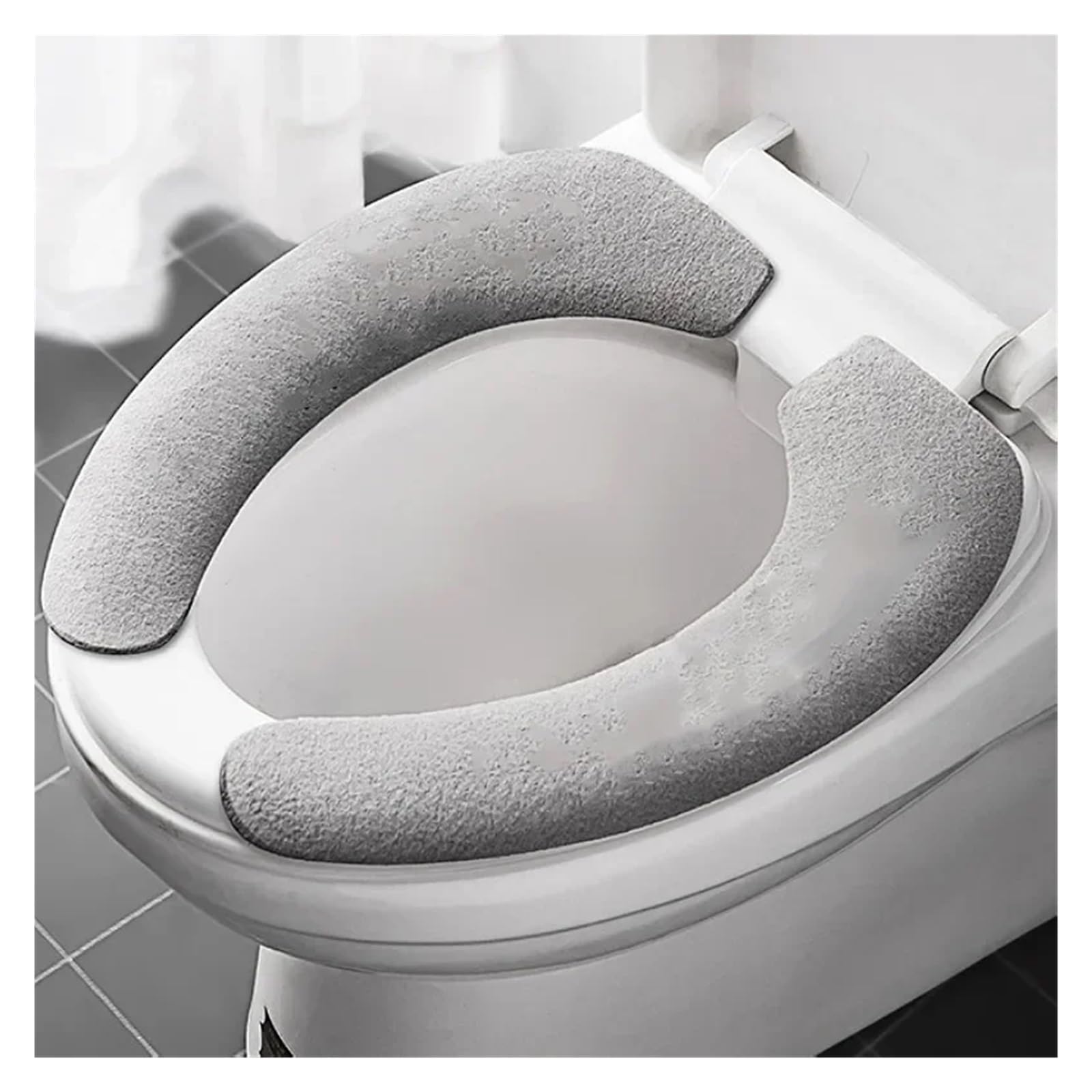MZSKLW Padded Toilet Seat 2Pair Reusable Warm Flannel Toilet Sticker Seat Covers Washable Filling Bathroom Mat Cover Universal(Enlarge-gery)