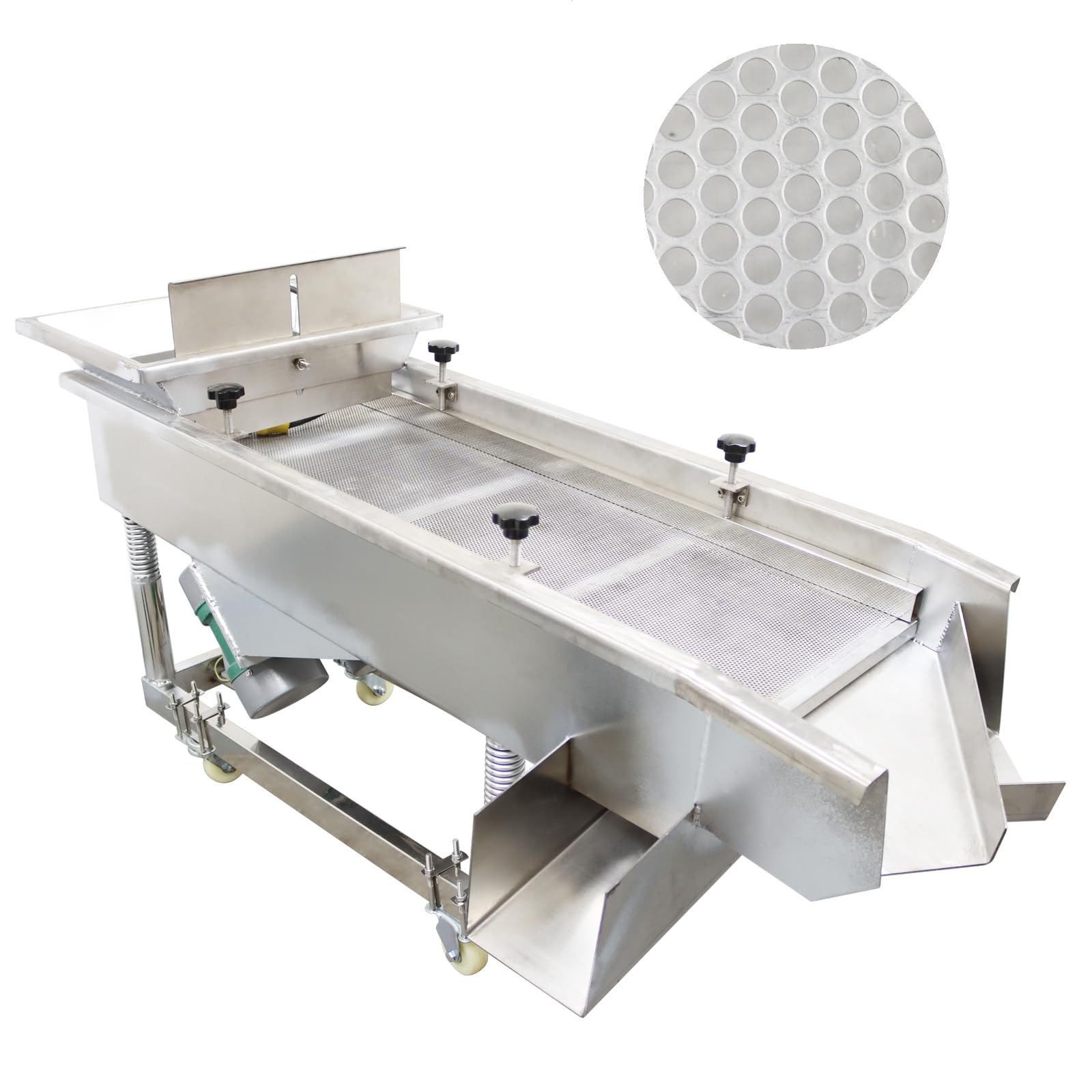 WYDDDARY Linear Vibrating Sieve Electric Screen Shaker Stainless Steel Medium Linear Sifter Machine Single Layer Single Motor 220V 10mm Round Hole Mesh(JG50-150)