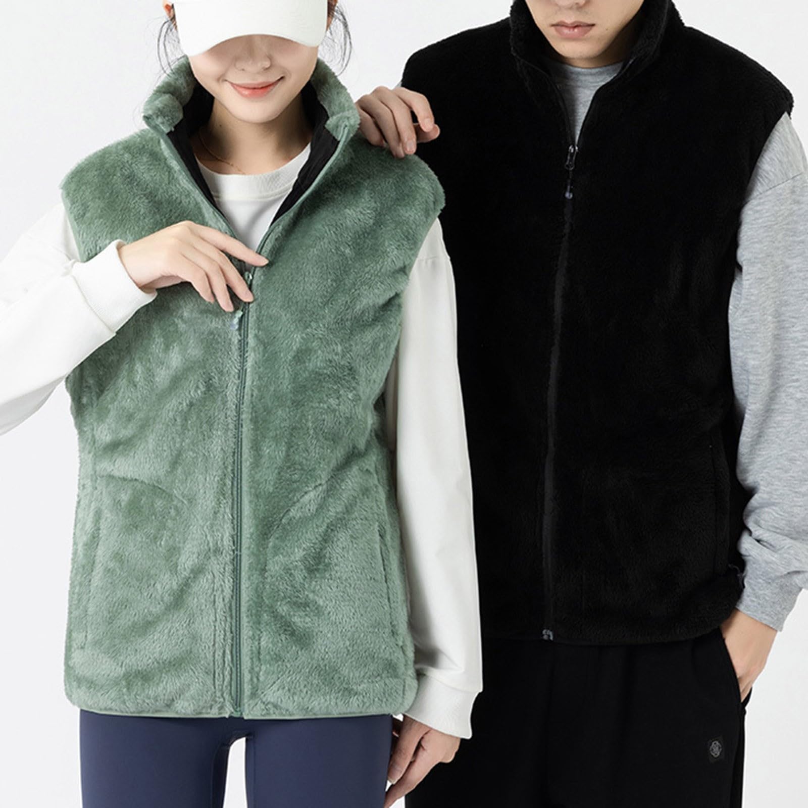 Generisch Manteau d'hiver chaud en polaire pour femme - Gilet chauffant - Résistant au froid - Avec fonction de chauffage électrique - Veste de transition élégante pour activités et voyages (noir, L)