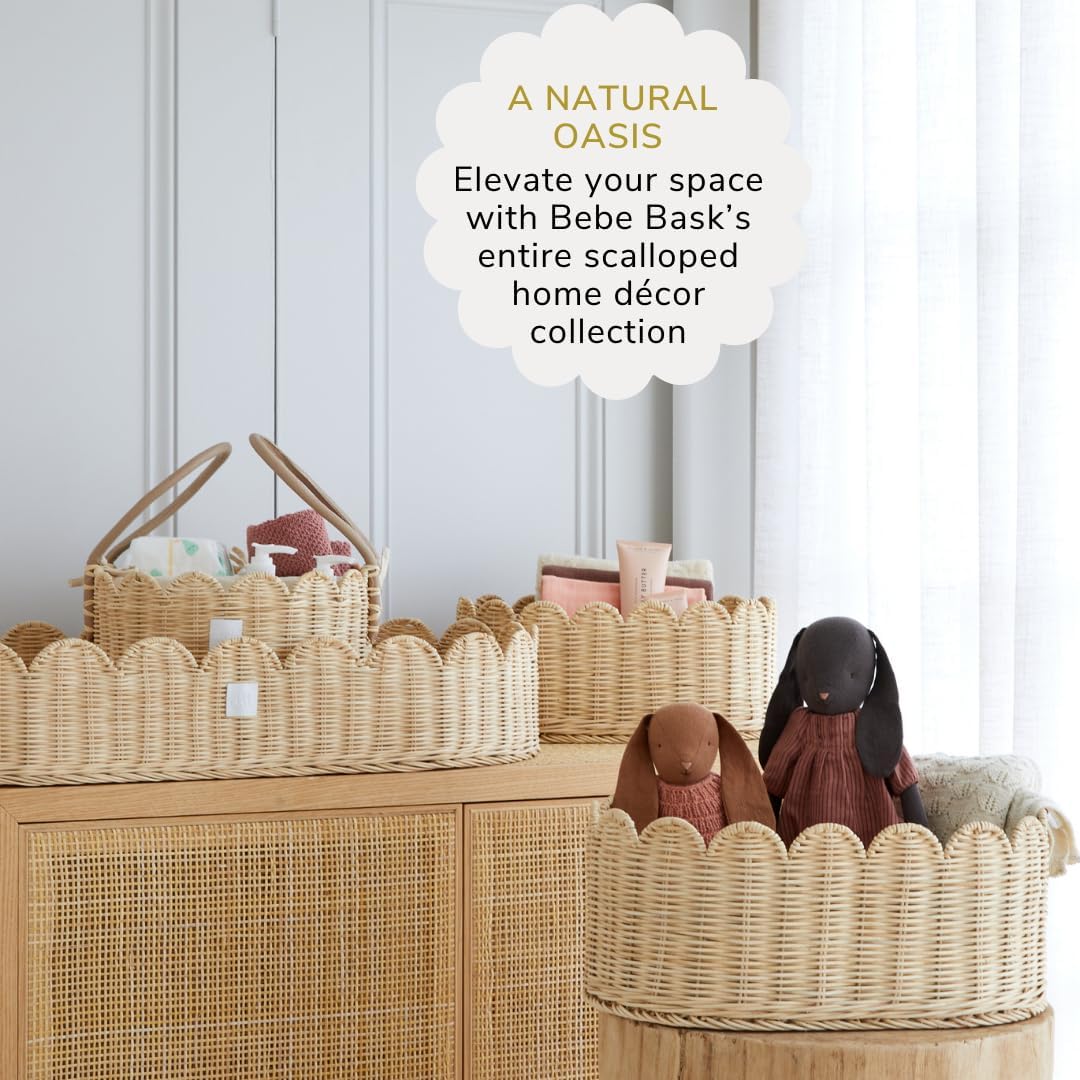 Scalloped Wicker Wall Basket - The Original - Hand Woven Basket - Scalloped Décor Wall Hanging Baskets -16" x 10" x 7"In - Hanging Wall Basket (Natural)