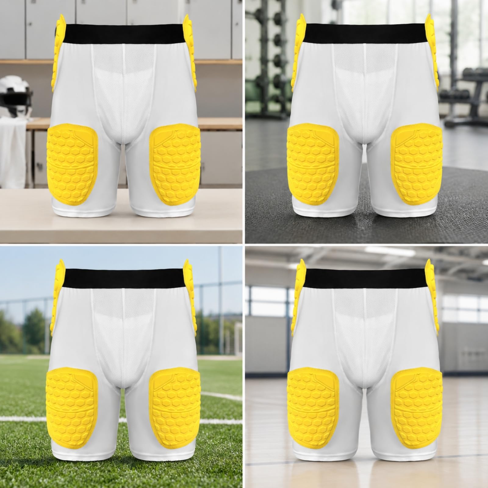 Kompressionsshorts mit wabenpolsterung hochdehnbar -kompressionsshorts leicht Shorts mit tief für rugbyspieler, basketballtraining , L