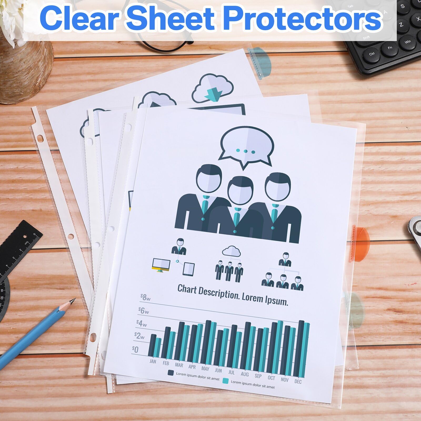 ReliThick Clear Binder Sheet Protectors With Tabs – 128 Pack, 8 Tabs Each – For 3-Ring Binders, Organize Documents - View #10