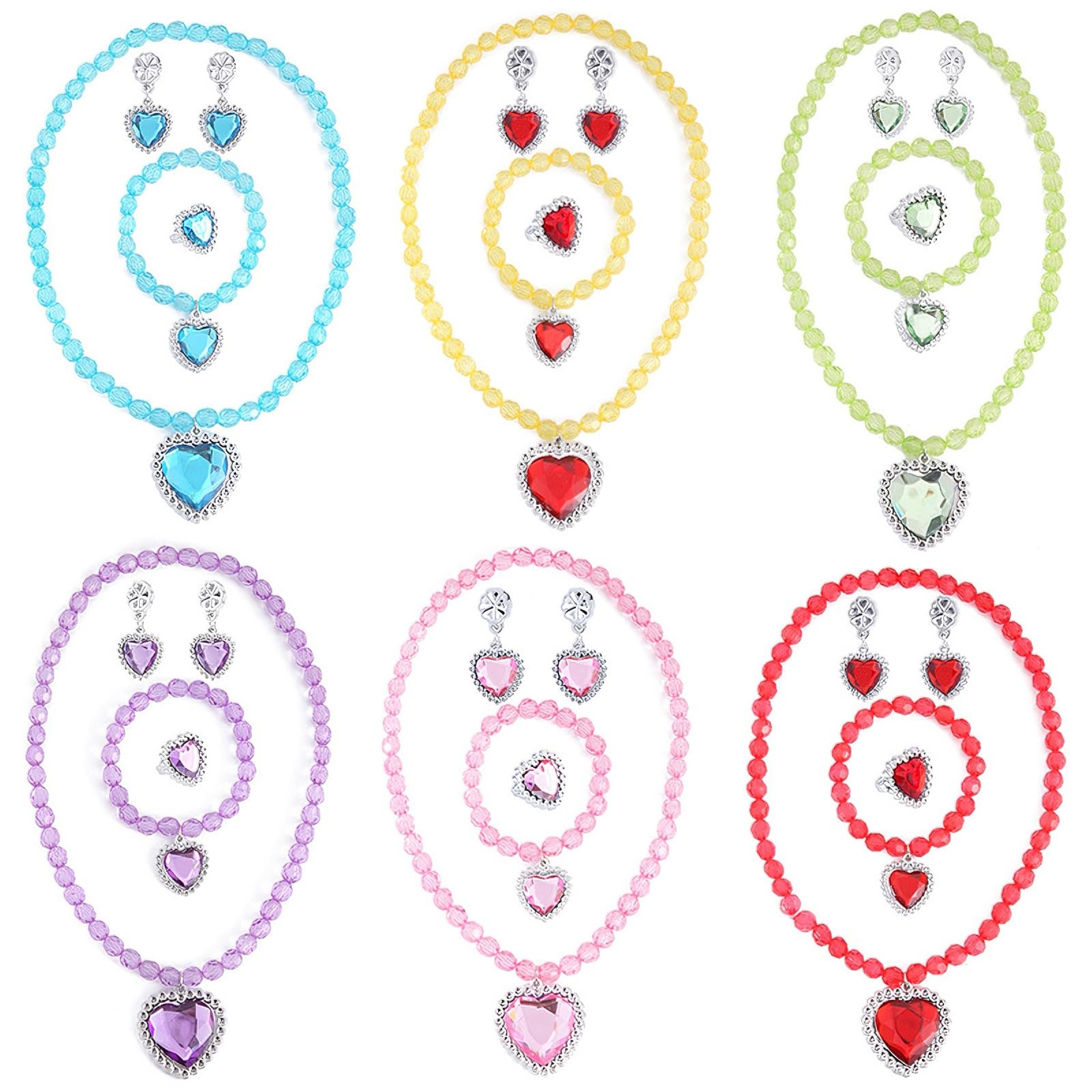 EDLMKM 6 Set Princess Jewelry Dress Up, Kids Jewellery Sets for Girls Age 3-6, Princess Pretend Jewelry Toys - Image 4