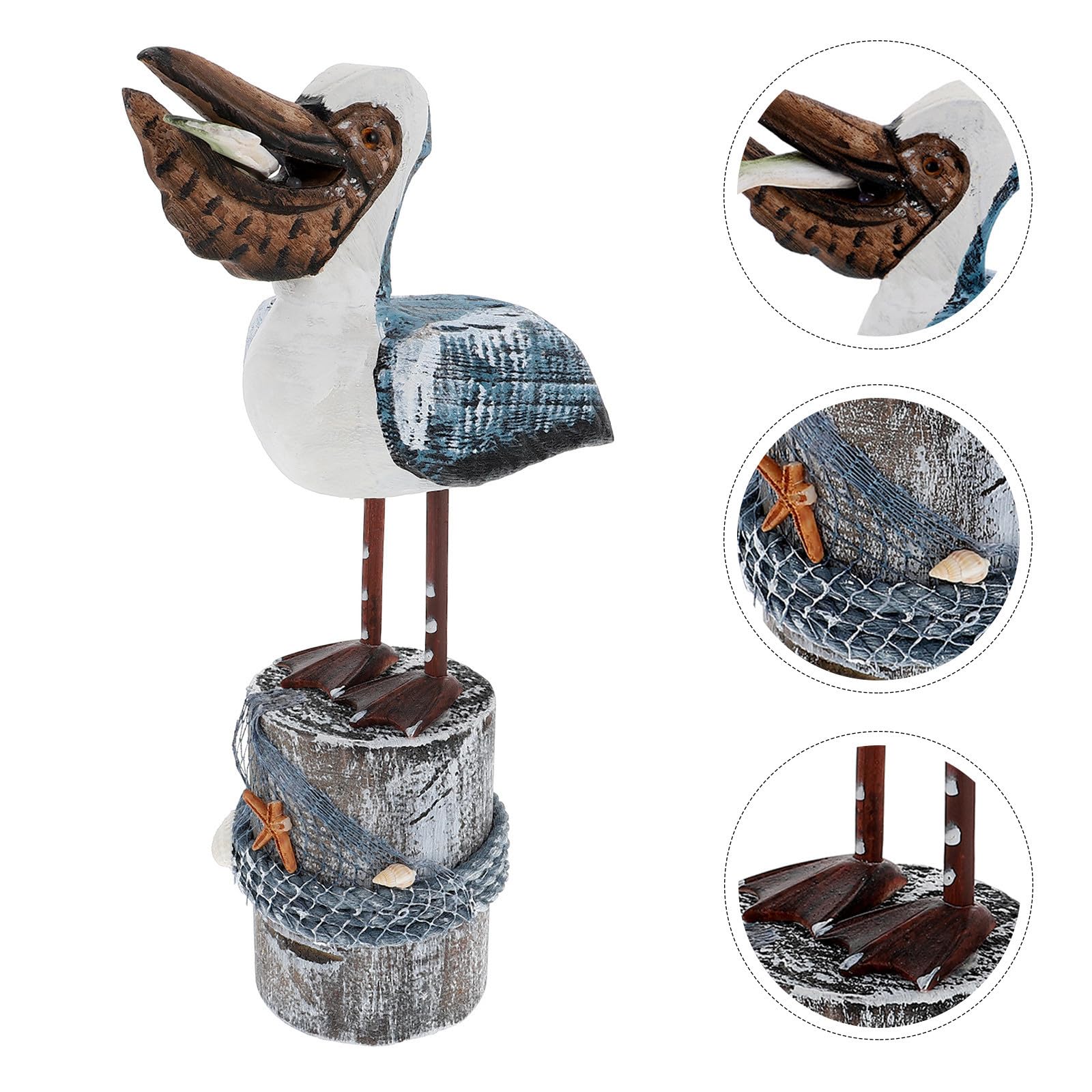 Figura Decorativa in Legno a Forma di Volatile Stile Costiero per Decorazioni Casa Elegante e Chic per Soggiorno e Festività