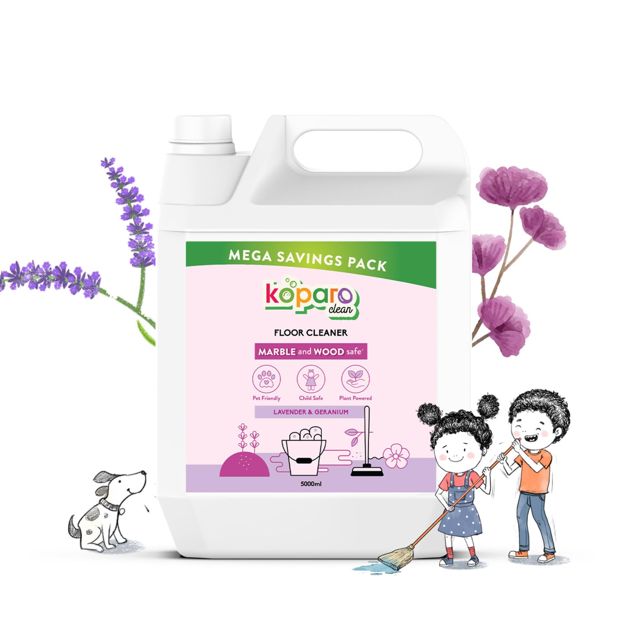 Koparo Natural Disinfectant Floor Cleaner Liquid | 5 Litres | Lavender & Geranium | Tile & Marble Cleaner | Eco-friendly, Organic & Non-Toxic | Skin Safe, Baby Safe & Pet Friendly (B0C8DV8QJZ) Amazon Price History, Amazon Price Tracker
