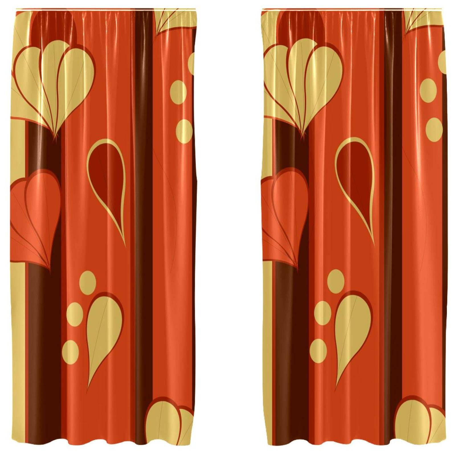 Cortinas de ventana con rayas amarillas y rojas que iluminan y decoran su estancia en pack de 2