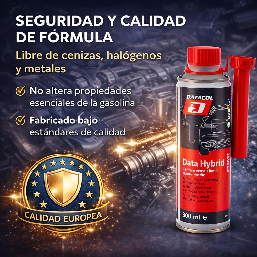 Datacol Aditivo para Coches Híbridos y PHEV (Vehículo Híbrido Eléctrico Enchufable) Data Hybrid – Limpia Inyectores, Previene y Elimina Residuos, Ahorra Combustible y Protege Motor – 300 ml (2)