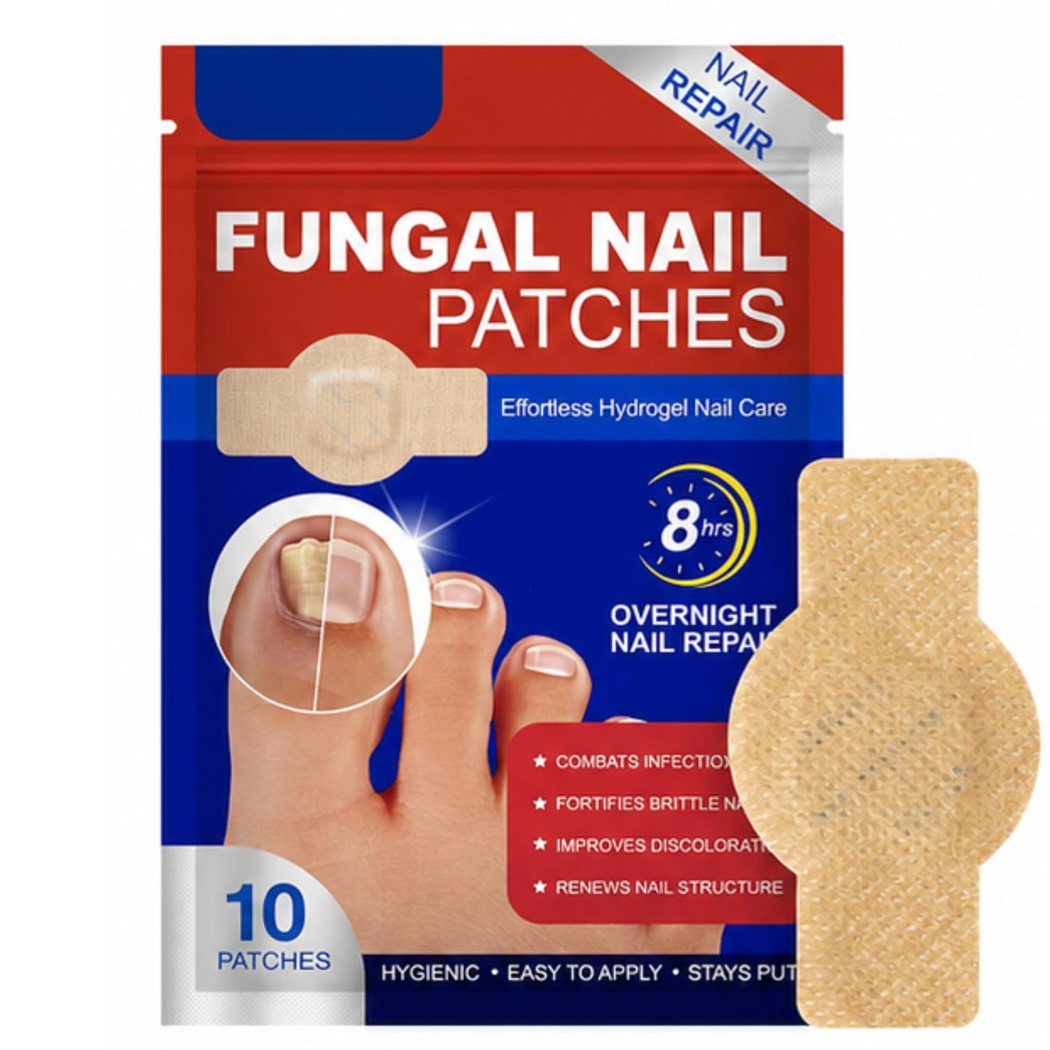 Fungal Nail Repair Patches for Toenail & Fingernail Care - Hydrogel Nail Treatment Patches for Brittle, Thick and Discolored Nails | Overnight Adhesive Nail Care Strips, 21 Patches-picture-18