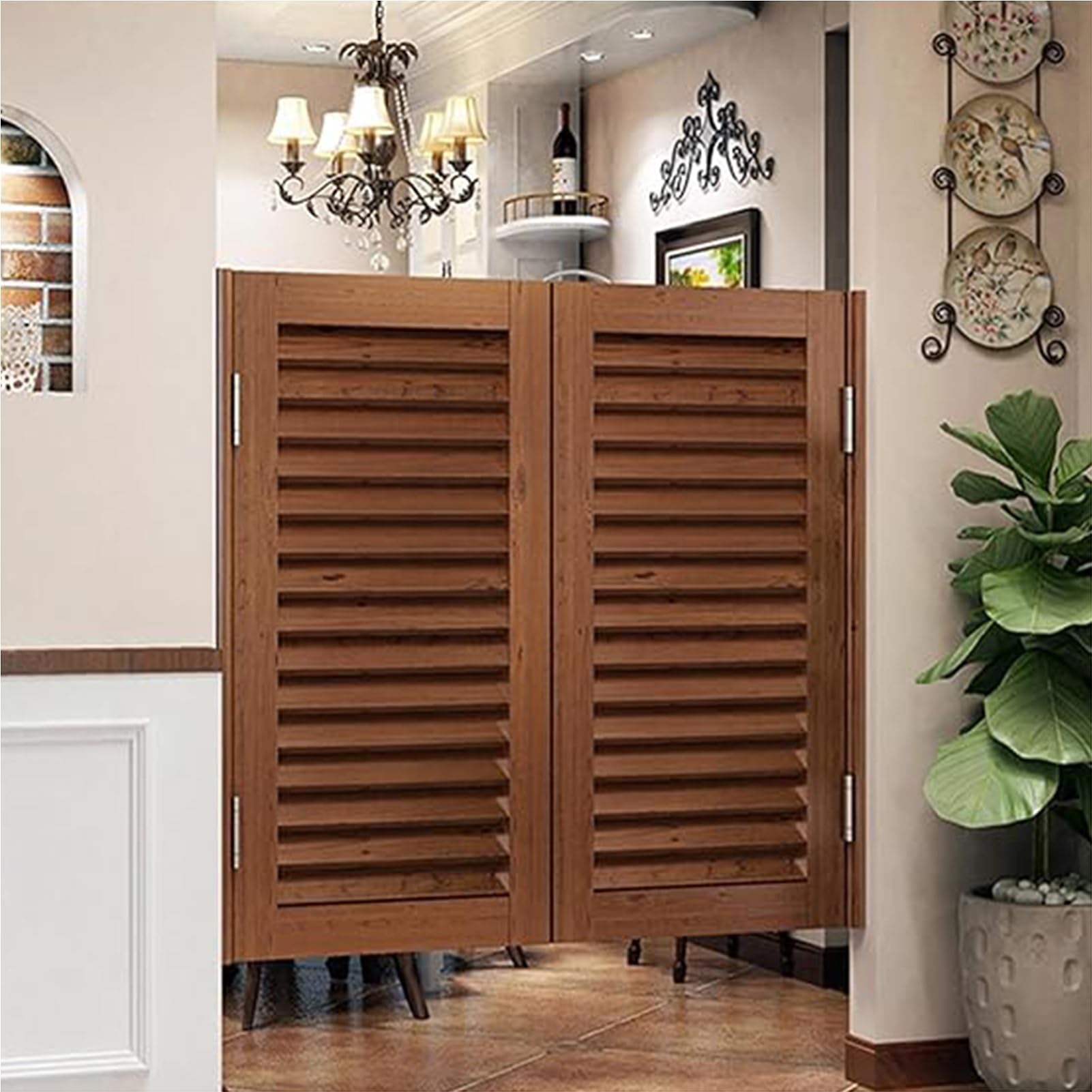 Porte battante à fermeture automatique cloison bois rétro pour porche et bar