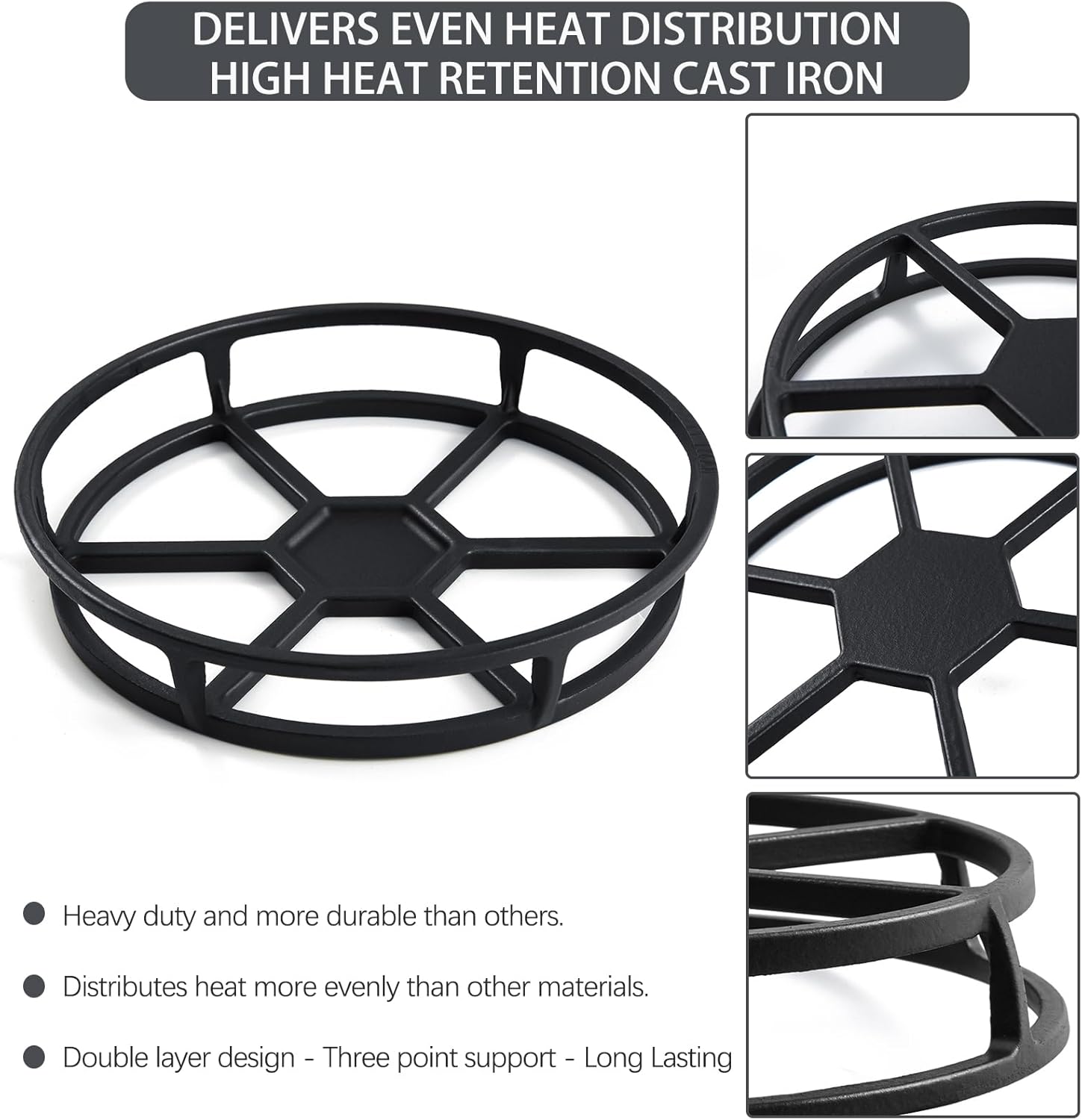 Wok Ring Heat Diffuser for Gas Stove Parts Cast Iron Wok Support Ring for Gas Stove Burner Grate Samsung, GE, Kitchenaid, LG, Whirlpool, Frigidaire, Kenmore Etc Gas Stove Stand Rack Accessories