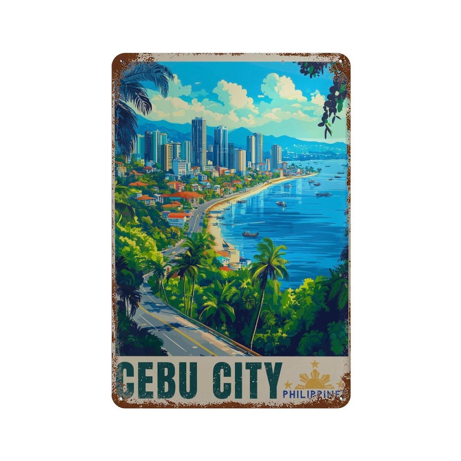 xiaoxiaoshen Cebu City Philippines Travel Tropical Island (2) Wall Decor Art Metal Tin Poster Modern Home Decor Art Home Bar Shop Decorations Vintage Sign 30x20cm