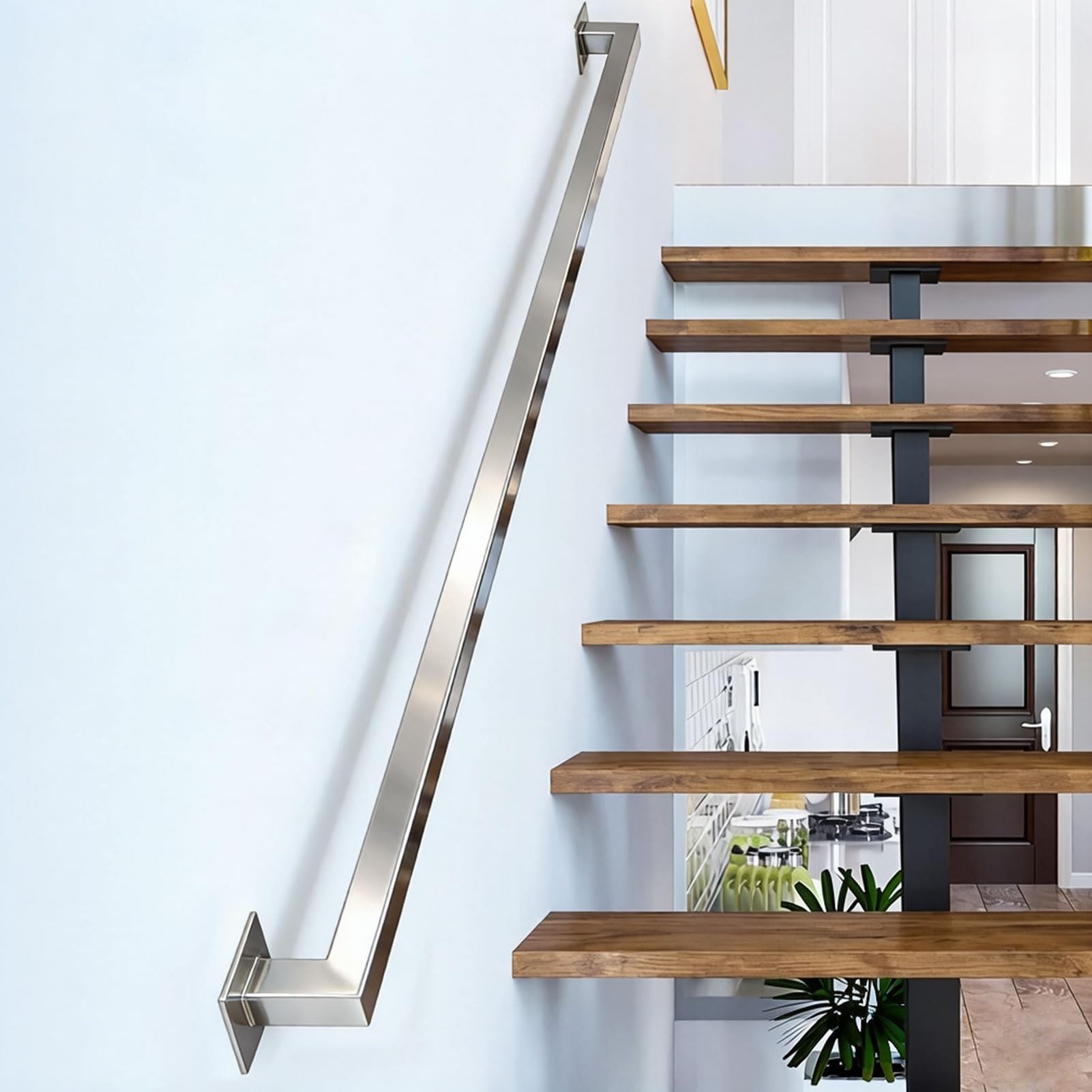 Stainless Steel Handrail for Stairs, 1m 2m 2.5m 300cm 5m Staircase Banister Hand Rail Support Kit for Indoor and Outdoor Step, Safety Grab Rails(9.2ft/280cm)