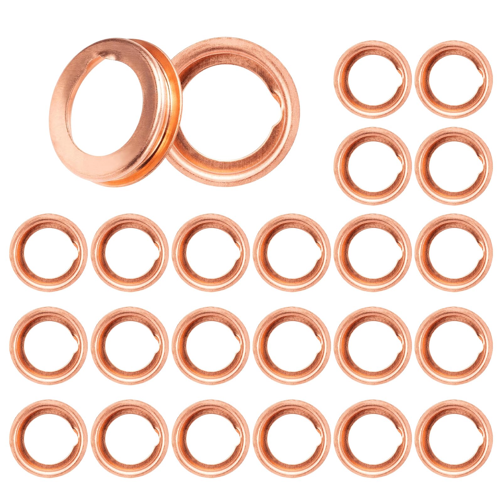 Augeny 24 PCS Oil Drain Plug Gasket, O.D 17mm Copper Crush Washer Oil Drain Plug Gasket, Copper Compression Washer Compatible with F4XY-6734-A, 11026-JA00A, 11026-01M02 350Z