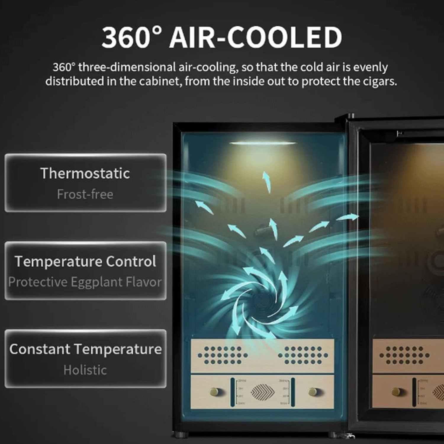 Intelligenter elektrischer Zigarrenhumidor, Zigarrenschrank mit konstanter Temperatur und Luftfeuchtigkeit, Zigarrenhumidor mit App-Steuerung, Zigarrenkühler-Humidor,Humidorschrank aus Zedernholz 60C