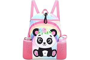 Water-Resistant Summer Camp Drawstring Backpack for Kids with Bottle Holders