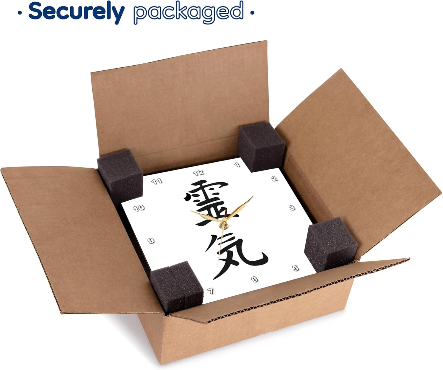 3dRose DPP_154525_2 Japanese Kanji Symbol for Reiki Spiritual Energy Healing Method Black & White Traditional Text Wall Clock, 13 by 13"