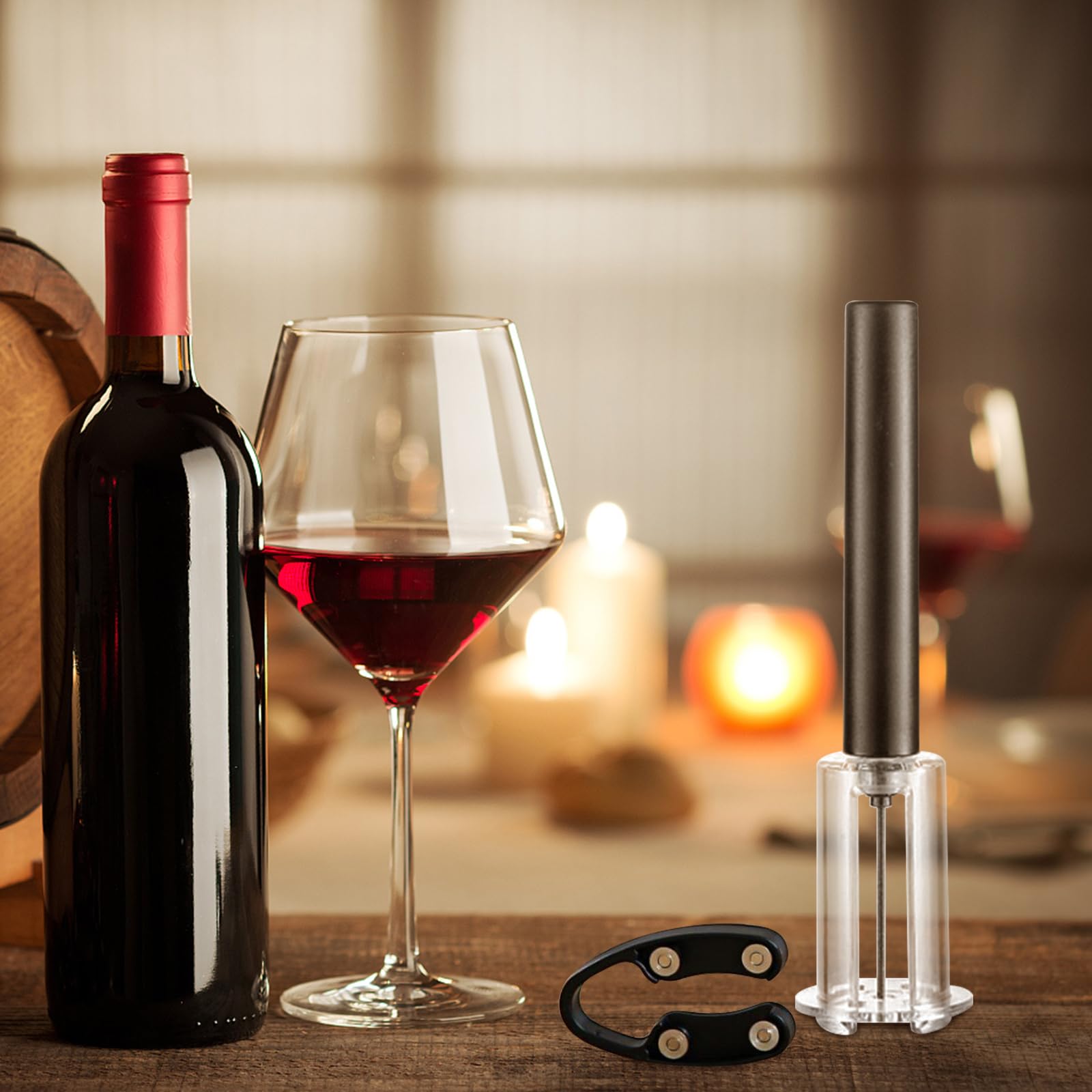 Sacacorchos Aire, Abridor de Vino y Botellas con Cortador de Aluminio - Descapsulador, Air Pump Wine Opener