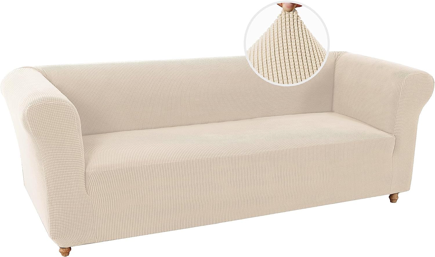 WJHDWYD Stretch Chesterfield Sofa Cover Stretch Sofa Cover Non-Slip Stain Resistant, 1 Seater Sofa Cover with Armrests Super Soft Fabric(Naturale,3 Posti)