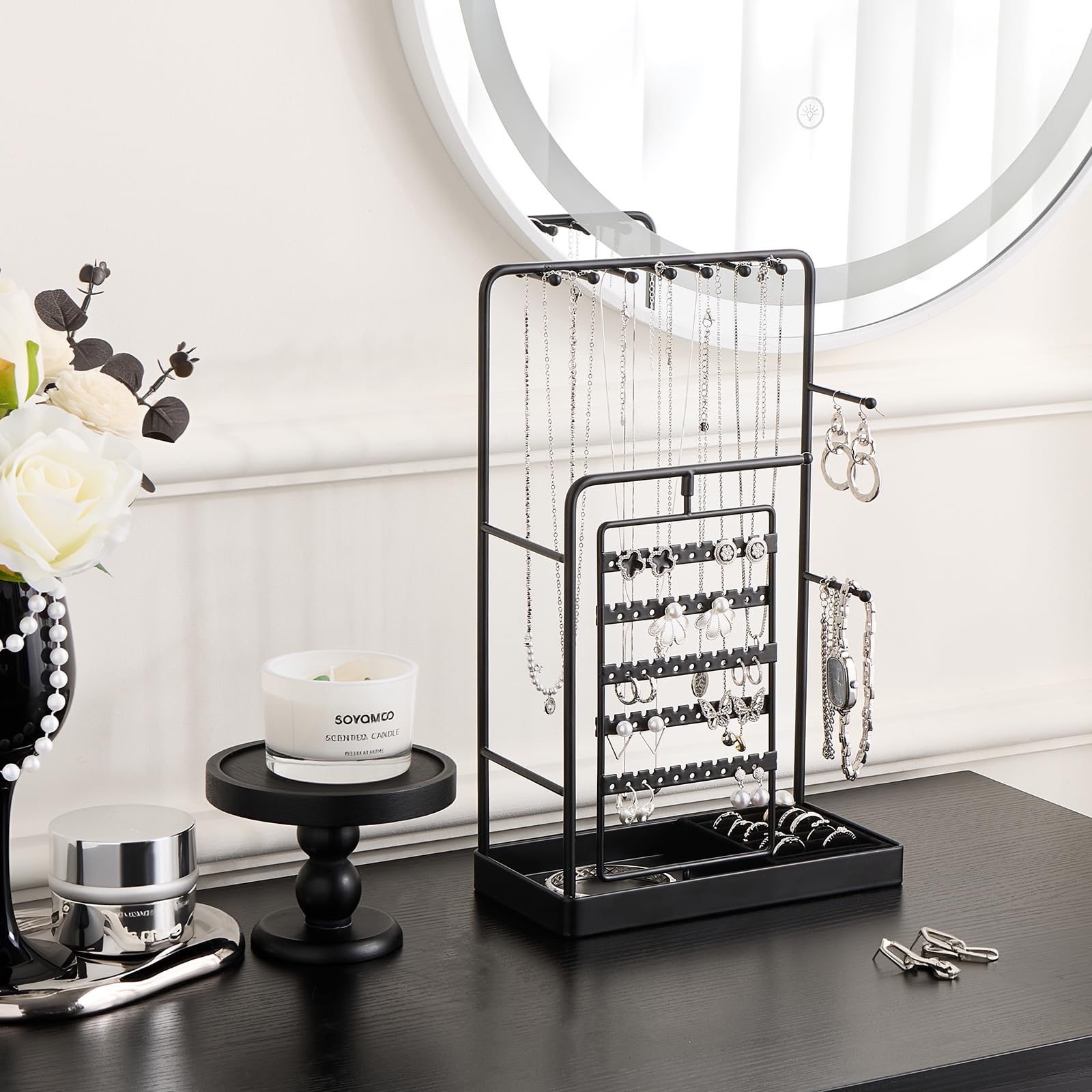 ProCase Jewellery Stand Holder Organiser and Storage, Jewelry Display Stand Tower Rack with Velvet Ring Tray - Image 2