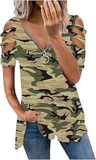 Yowablo Bluse Tops Frauen Sexy V-Ausschnitt Kragen Reißverschluss Farbe Kurzarm Fold Casual