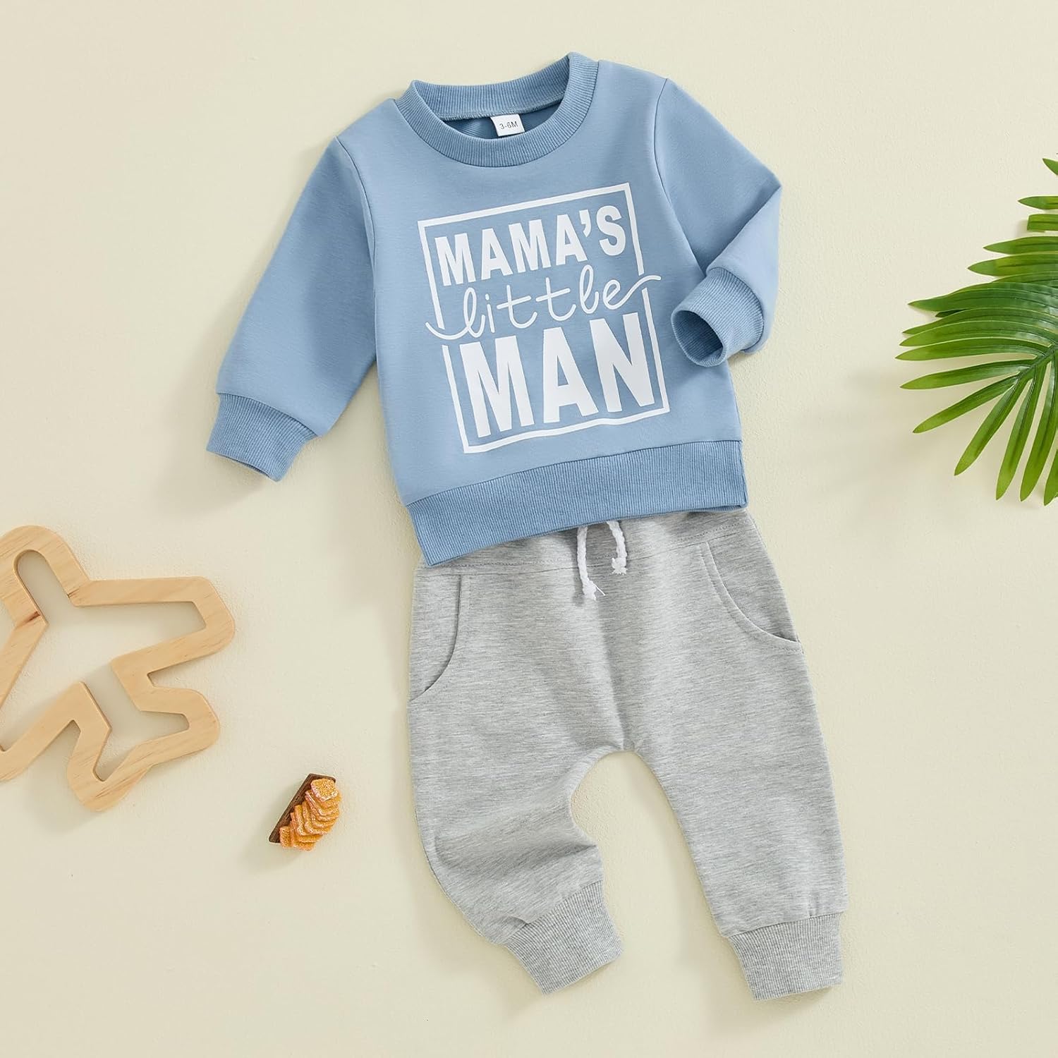 Toddler Baby Boy Sweatshirt Outfit Mamas Little Man Long Sleeve Shirt Jogger Pants Fall Outfits Winter Clothes Set - Image 2