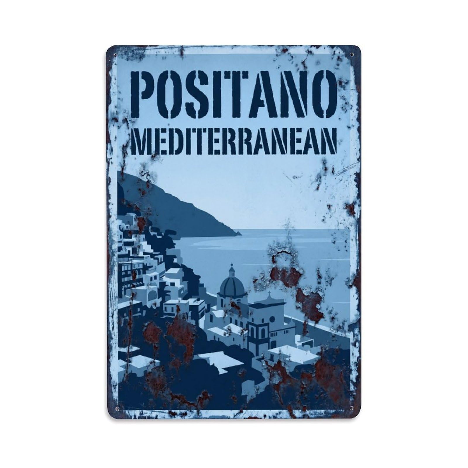 Vintage Travel Positano Italy Journey Metal Tin Sign
