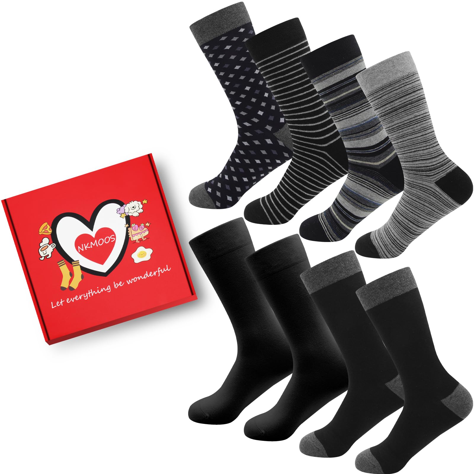Fashion Crew Cotton Socks for Women Thin Cozy Casual White Black Gray Mixed Colors multiple Patter Dress size 7-9/9-11