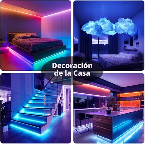 Miniatura 7 de DAYBETTER - Tiras de luces LED de 110 pies, tiras de iluminación inteligente con control por aplicación y control remoto, luces RGB con cambio de