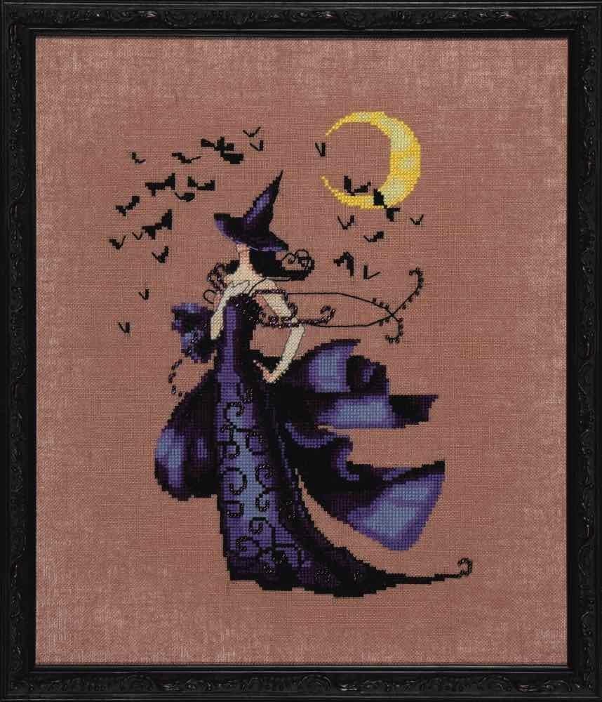 Raven Linen Kit Beaded Counted Cross Stitch by Nora Corbett Designs NC222 Bewitching Pixies (Bundle: Chart, Fabric, Beads)