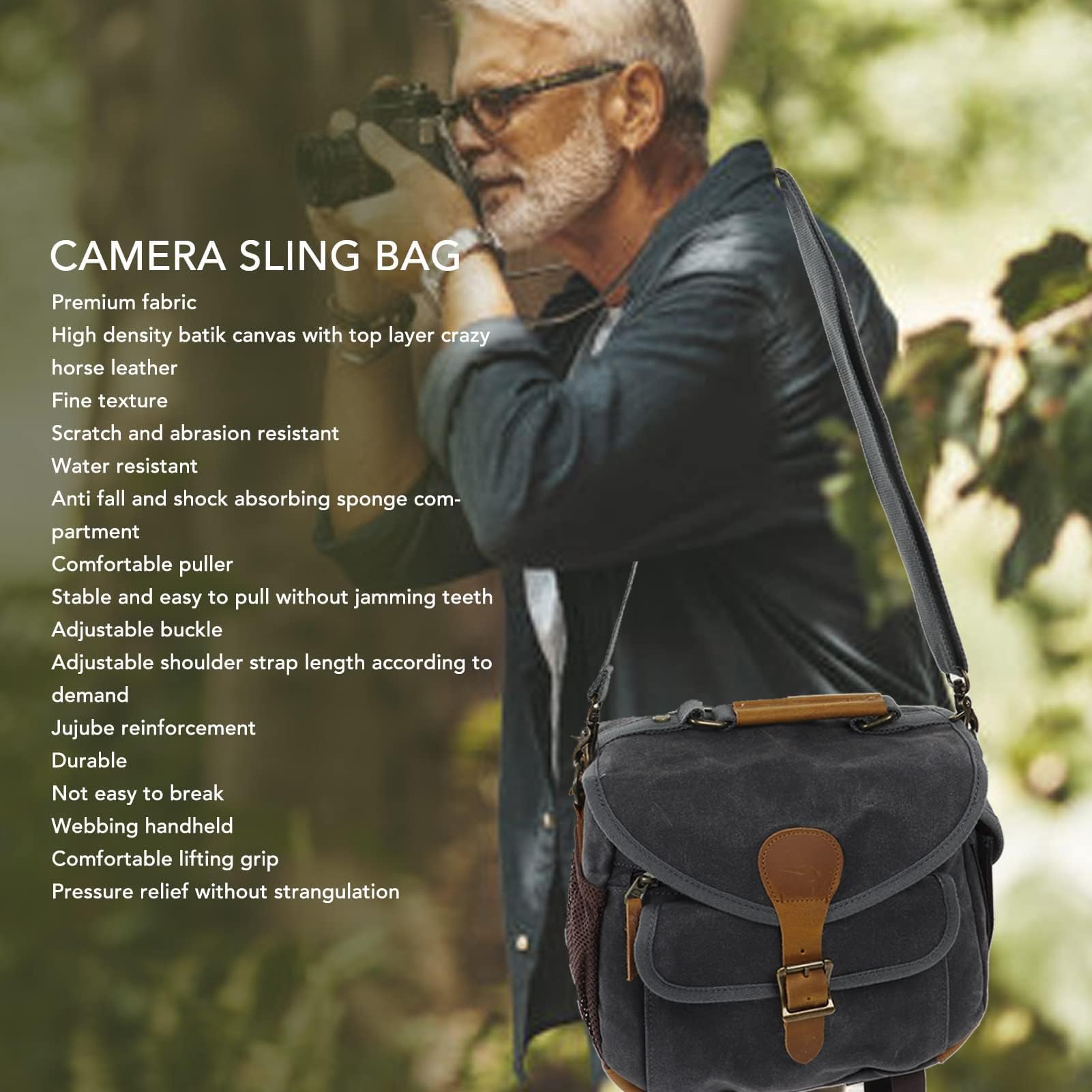 Bolsa Para Cámara, 28x14x25cm Funda Camara Reflex Bolsa Lona Para Cámara, Fotografia Impermable Anti-Choque Camera Bag Hombro DSLR/SLR Accesorios de Fotos Bandolera Viaje De Fotografía