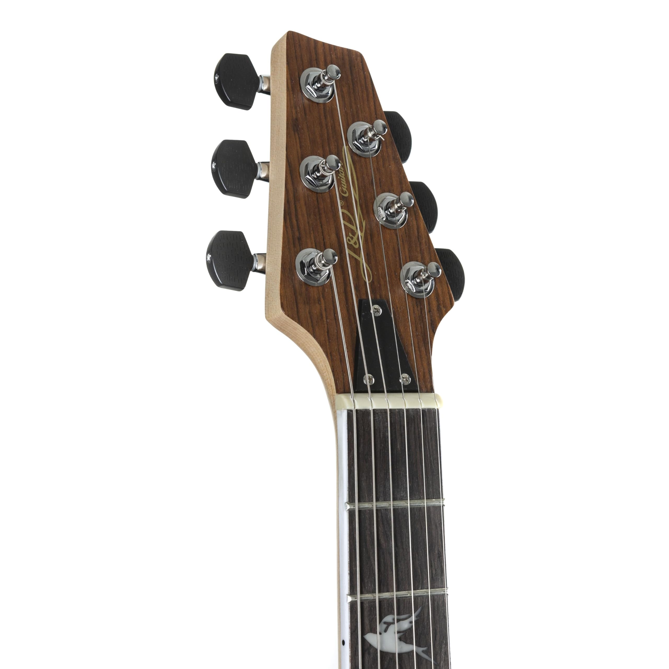 J & D Duke-20 Natural E-Gitarre, Duke Series, Ovangkol Korpus, Ahorn Hals, Wilkinson Humbucker, Wilkinson WVP Knife Edge Vibrato, Satin Finish, Geeignet für Einsteiger