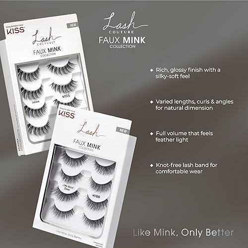 Vista 5 de KISS Lash Couture - Pestañas postizas de visón sintético, paquete múltiple, "Little Black Dress", 0.472 pulgadas, múltiples longitudes