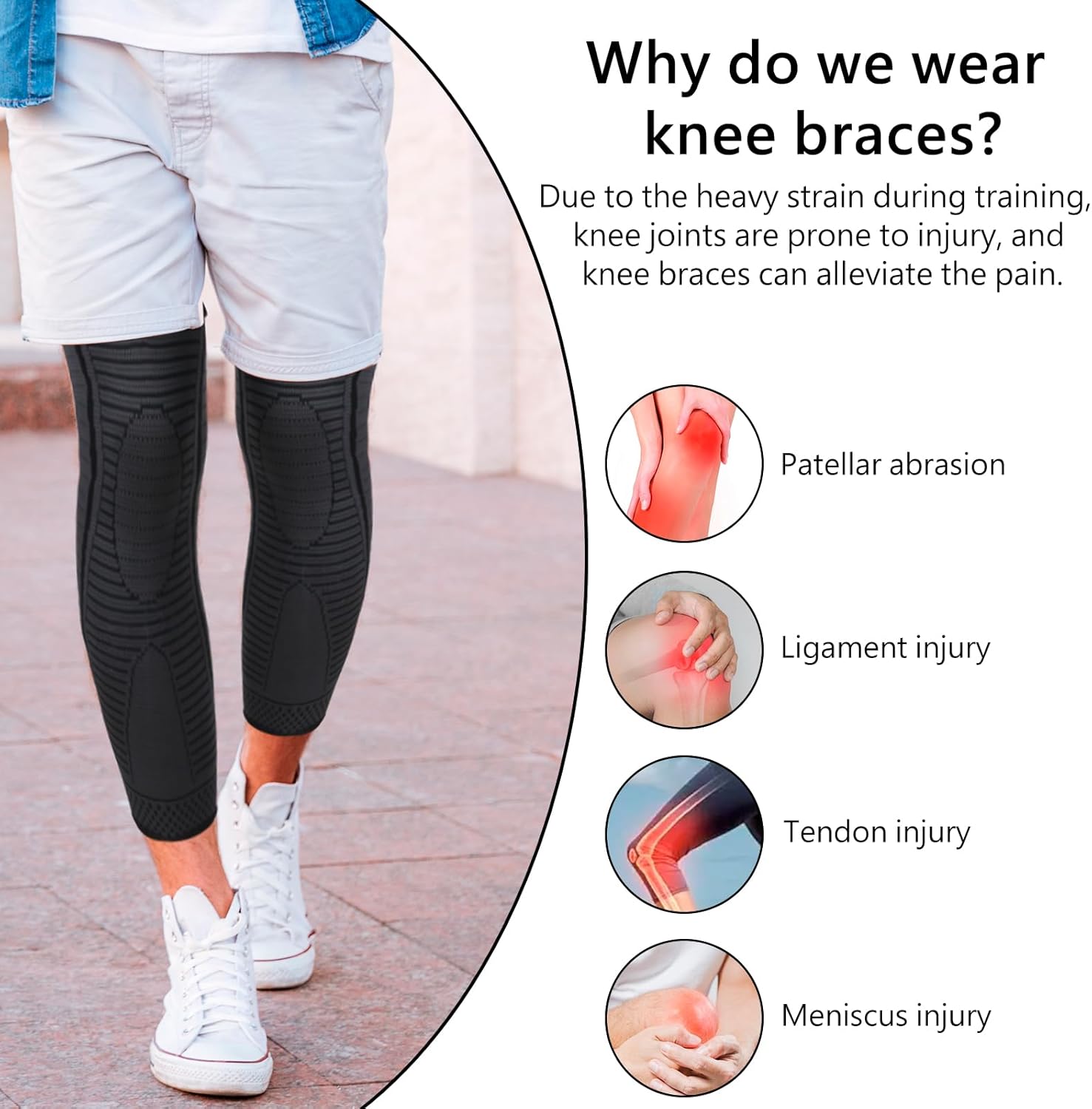 Full Leg Compression Sleeves 2 Pack Long Knee Support for Men and Women for ACJ, Meniscus Tear, Arthritis - Image 4