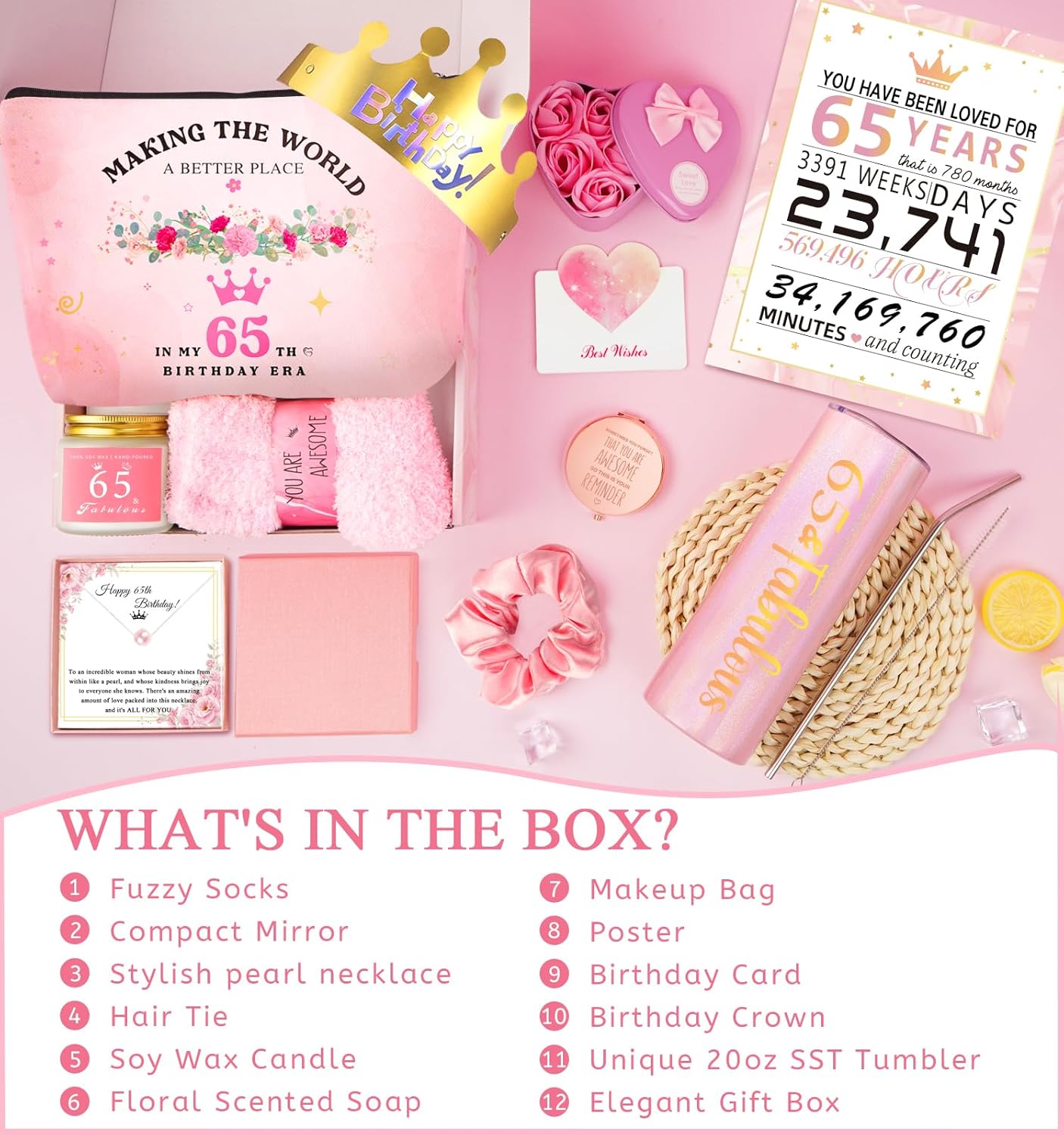 65th Birthday Gifts For Women, Happy 65th Birthday Gifts For Her Mom Sister Wife Best Friend Turning 65, Unique Gift For 65 Year Old Woman Birthday, Funny Birthday Decorations Gift Ideas - Image 4