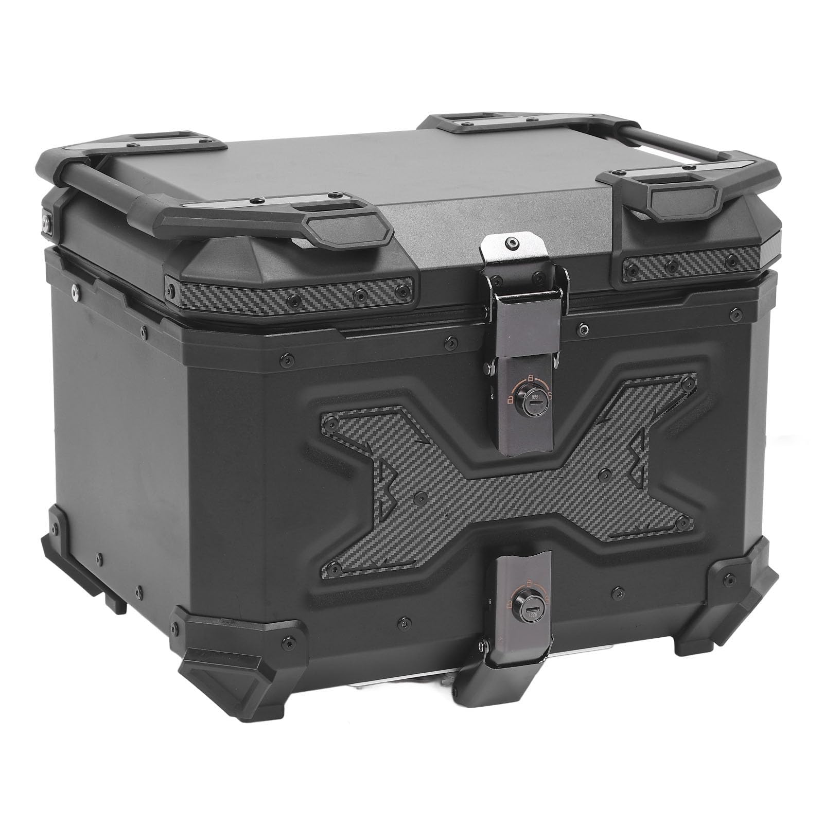 Focket Top Case de Moto, Coffre de Moto en Alliage d'aluminium 45 L, Sac à Bagages de avec Verrouillage de sécurité à 2 Clés et Base à Dégagement Rapide pour Le Rangement du Casque et du Matériel