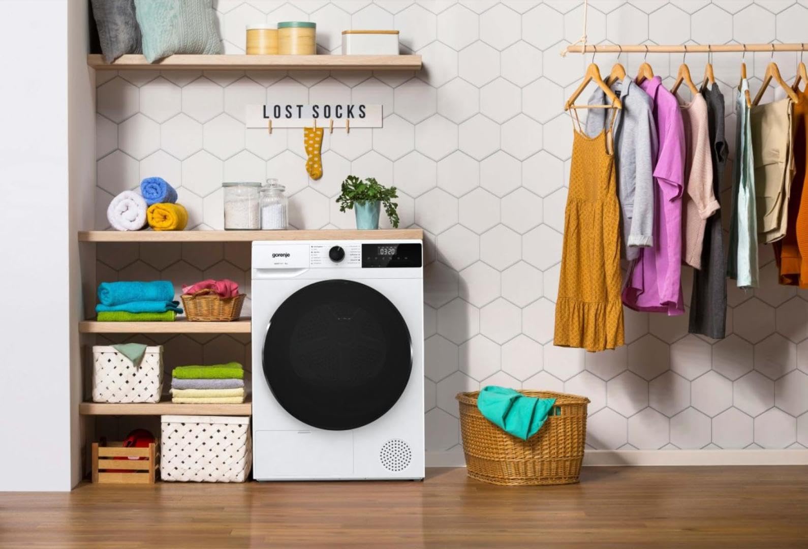 Gorenje DHNA92/DE 9kg Wärmepumpentrockner, 59,5 cm breit, 15 Programme, Knitterschutz, LED Display, Kindersicherung, Feuchtesensor, weiß