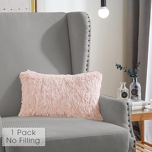 Miniatura 2 de David's Home Funda de almohada lumbar de piel sintética, 1 paquete, funda de almohada decorativa y esponjosa de 12 x 20 pulgadas, funda de cojín