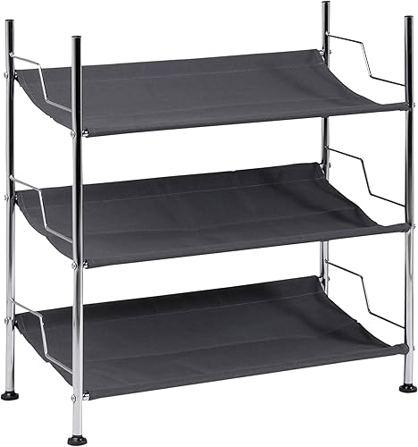 Honey-Can-Do Zapatero de lona y cromo de 3 niveles SHO-09257 Negro 30 lbs