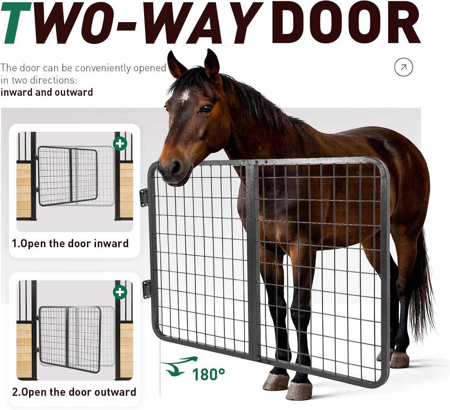 Horse Stall Gate 52" Wide Compatible with Livestock Enclosures Straight Gate Powder Coated Steel