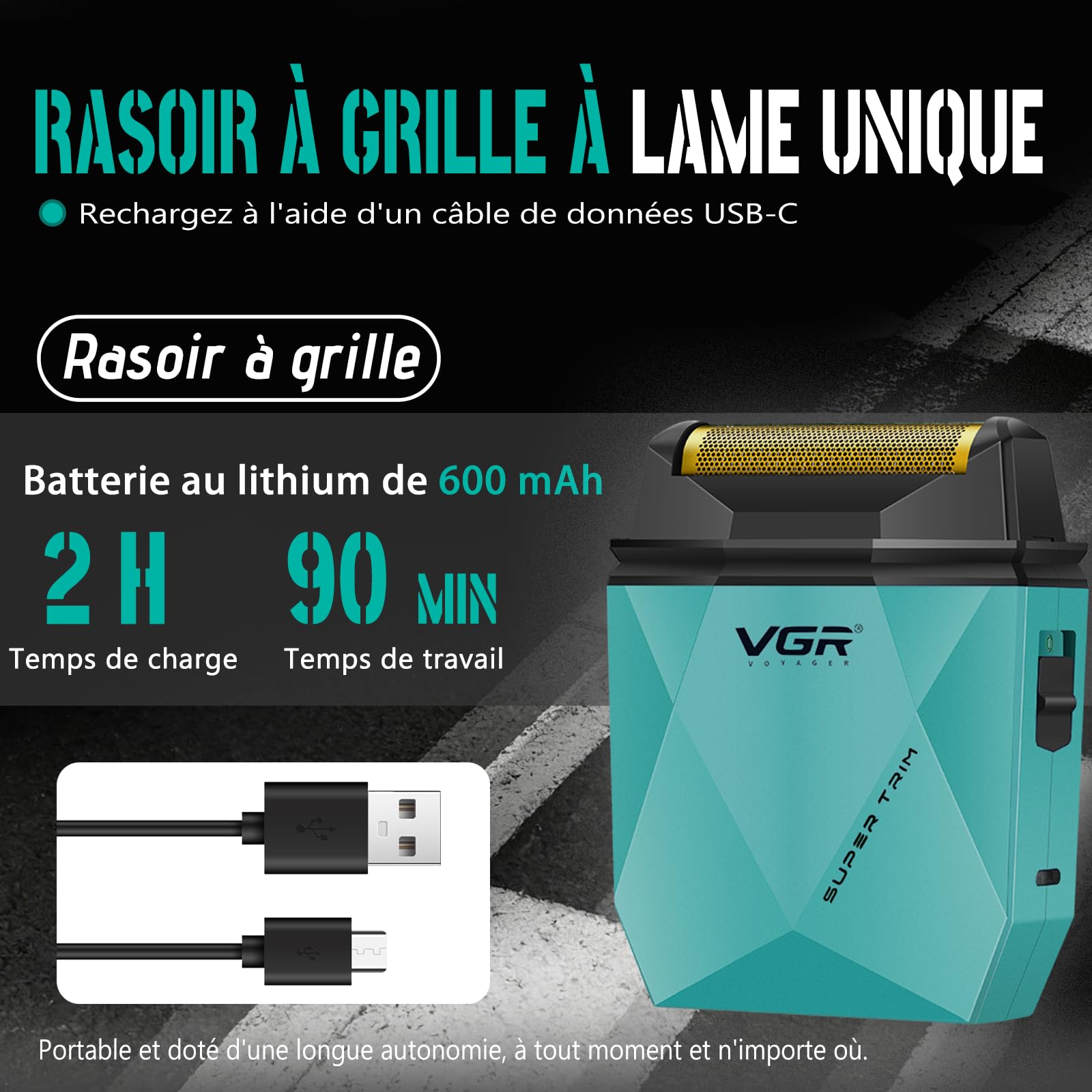 VGR 877S3 Set de Tondeuse Cheveux Hommes Professionnel, Station de Charge